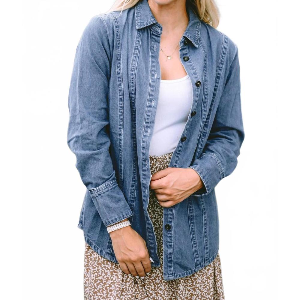 NEW PRETTY BASH denim button up jacket in sky blue